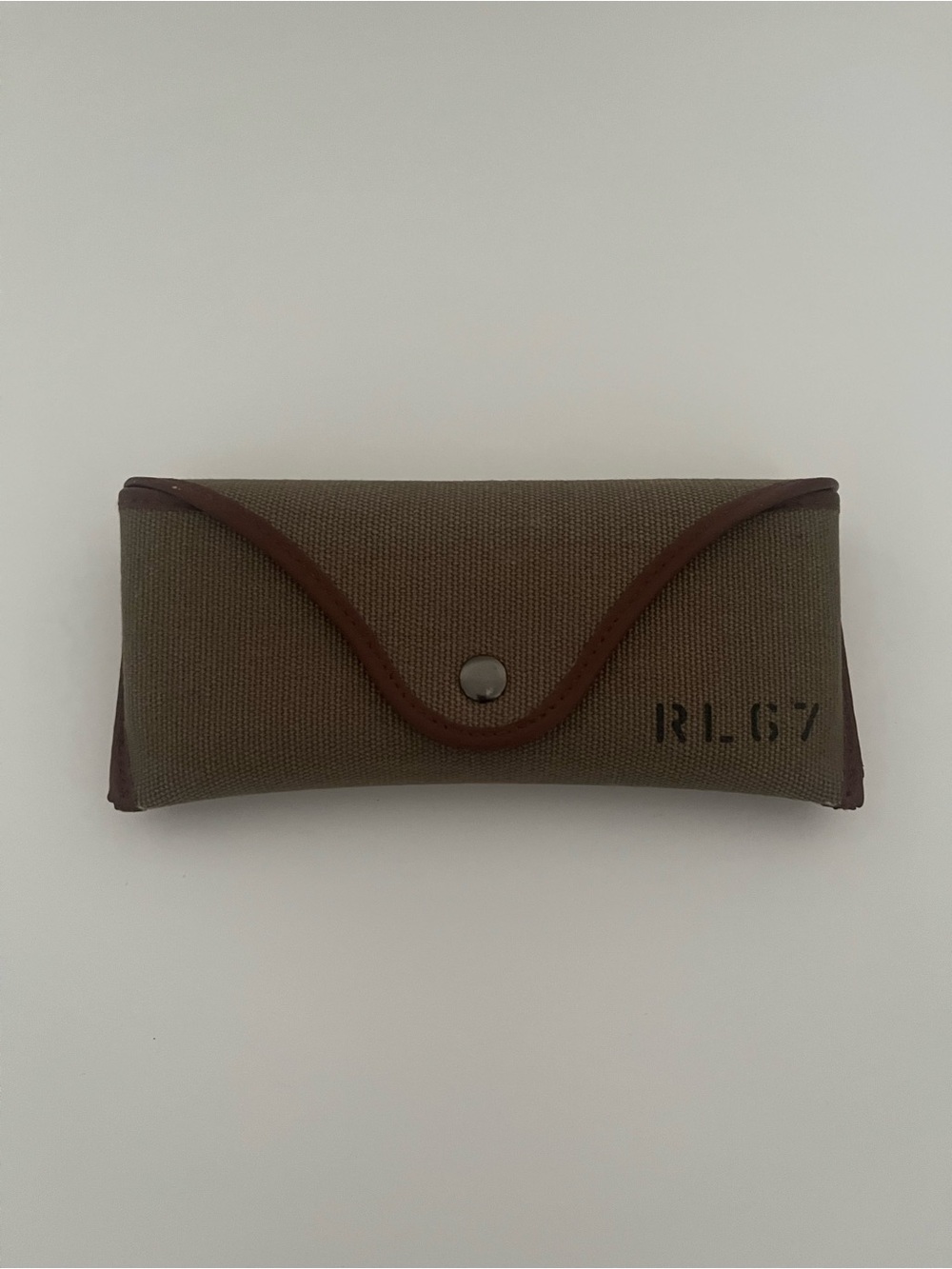 Ralph Lauren Canvas Sunglasses Case in Olive with Brown Leather Trim